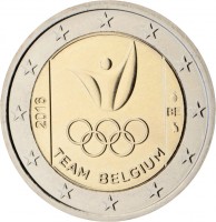 obverse of 2 Euro - Philippe - Olympic Games 2016 in Rio de Janeiro (2016) coin from Belgium. Inscription: 2016 BE TEAM BELGIUM