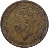 British West Africa coin 1 Shilling - George VI (1938 - 1947) obverse obverse of 1 Shilling - George VI (1938 - 1947) coin with KM# 23 from British West Africa. Inscription: :GEORGIVS VI D · G · BRITT · OMN · REX F · D · IND · IMP
