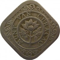 Curaçao coin 5 Cents - Wilhelmina (1948) obverse obverse of 5 Cents - Wilhelmina (1948) coin with KM# 47 from Curaçao. Inscription: MUNT VAN CURAÇAO