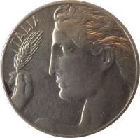 obverse of 20 Centesimi - Vittorio Emanuele III (1908 - 1935) coin with KM# 44 from Italy. Inscription: ITALIA