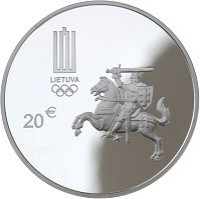 obverse of 20 Euro - XXXI Olympic Games in Rio de Janeiro (2016) coin with KM# 224 from Lithuania. Inscription: 20 €