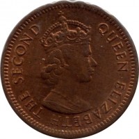 Mauritius coin 1 Cent - Elizabeth II - 1'st Portrait (1953 - 1978) obverse obverse of 1 Cent - Elizabeth II - 1'st Portrait (1953 - 1978) coin with KM# 31 from Mauritius. Inscription: QUEEN ELIZABETH THE SECOND