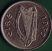 Ireland coin 6 Pence (1939 - 1940) obverse obverse of 6 Pence (1939 - 1940) coin with KM# 13 from Ireland. Inscription: éire 1940