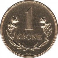 Greenland coin 1 Krone - Frederik IX (1957) reverse reverse of 1 Krone - Frederik IX (1957) coin with KM# 10 from Greenland. Inscription: 1 KRONE