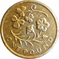 United Kingdom coin 1 Pound - Elizabeth II - National Flora: Northern Ireland - 4'th Portrait (2014) reverse reverse of 1 Pound - Elizabeth II - National Flora: Northern Ireland - 4'th Portrait (2014) coin with KM# 1284 from United Kingdom. Inscription: ONE POUND