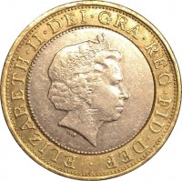 obverse of 2 Pounds - Elizabeth II - 200th Anniversary of the Birth of Isambard K. Brunel - 4'th Portrait (2006) coin with KM# 1061 from United Kingdom. Inscription: ELIZABETH · II · DEI · GRA · REG · FID · DEF