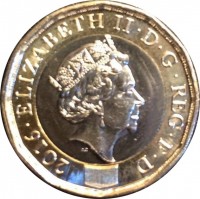 obverse of 1 Pound - Elizabeth II - 5'th Portrait (2016 - 2017) coin from United Kingdom. Inscription: 2017 · ELIZABETH II · D · G · REG · F · D
