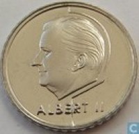 obverse of 50 Francs - Albert II - Dutch text (1994 - 2001) coin with KM# 194 from Belgium. Inscription: ALBERT II