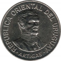 Uruguay coin 500 Nuevos Pesos (1989) obverse obverse of 500 Nuevos Pesos (1989) coin with KM# 98 from Uruguay. Inscription: REPUBLICA ORIENTAL DEL URUGUAY ARTIGAS