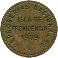 obverse of 0.05 Bolívar - Isla de Providencia Leprosarium Coinage (1939) coin with KM# L19 from Venezuela. Inscription: LEPROSERIAS NACIONALES ISLA DE PROVIDENCIA 1939