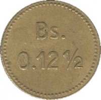 reverse of 0.12 1/2 Bolívar - Cabo Blanco Leprosarium Coinage (1936) coin with KM# L12 from Venezuela. Inscription: Bs. 0.12 1/2