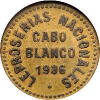 obverse of 0.05 Bolívar - Cabo Blanco Leprosarium Coinage (1936) coin with KM# L13 from Venezuela. Inscription: LEPROSERIAS NACIONALES CABO BLANCO 1936