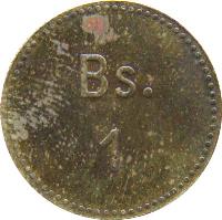 reverse of Bolívar - Cabo Blanco Leprosarium Coinage (1936) coin with KM# L14 from Venezuela. Inscription: Bs. 1
