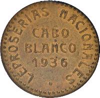 obverse of 20 Bolívares - Cabo Blanco Leprosarium Coinage (1936) coin with KM# L18 from Venezuela. Inscription: LEPROSERIAS NACIONALES CABO BLANCO 1936