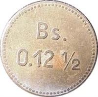 reverse of 0.12 1/2 Bolívar - Isla de Providencia Leprosarium Coinage (1939) coin with KM# L20 from Venezuela. Inscription: BS. 0.12 1/2