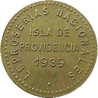 obverse of 2 Bolívares - Isla de Providencia Leprosarium Coinage (1939) coin with KM# L23 from Venezuela. Inscription: LEPROSERIAS NACIONALES ISLA DE PROVIDENCIA 1939