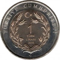 Turkey coin 1 Lira - Fauna: Turkish Angora Cat (2010) reverse reverse of 1 Lira - Fauna: Turkish Angora Cat (2010) coin with KM# 1279 from Turkey. Inscription: TÜRKİYE CUMHURİYETİ 1 TÜRK LİRASI 2010