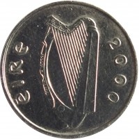 Ireland coin 5 Pingin - Smaller (1992 - 2000) obverse obverse of 5 Pingin - Smaller (1992 - 2000) coin with KM# 28 from Ireland. Inscription: éire 2000