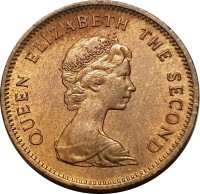 obverse of 2 Cents - Elizabeth II - 2'nd Portrait (1976 - 1985) coin with KM# 2 from Tuvalu. Inscription: QUEEN ELIZABETH THE SECOND