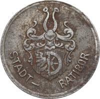 obverse of 10 Pfennig - Ratibor (Stadt, Silesia) (1918) coin with F# 438.2 from Germany. Inscription: STADT- RATIBOR