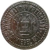 Germany coin 50 Pfennig - Schmiegel (Stadt, Posen) (1917) obverse obverse of 50 Pfennig - Schmiegel (Stadt, Posen) (1917) coin with F# 477.3 from Germany. Inscription: MAGISTRAT DER KREISSTADT SCHMIGIEL 1917