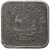 obverse of 10 Pfennig - Neusalz a. Oder (Stadt, Schlesien) (1918) coin with F# 371.2 from Germany. Inscription: STADTGEMEINDE NEUSALZ ODER 1918