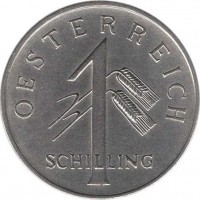 obverse of 1 Schilling (1934 - 1935) coin with KM# 2851 from Austria. Inscription: OESTERREICH 1 SCHILLING