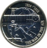 United Kingdom coin 2 Pounds - Elizabeth II - Aviators of the First World War - 5'th Portrait (2017) reverse reverse of 2 Pounds - Elizabeth II - Aviators of the First World War - 5'th Portrait (2017) coin from United Kingdom. Inscription: 1914 - 1918 THE WAR IN THE AIR HDG