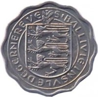 obverse of 3 Pence - Elizabeth II - Thiner (1956) coin with KM# 17 from Guernsey. Inscription: S'BALLIVIE INSULE DEGERNEREVS