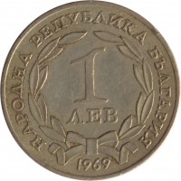Bulgaria coin 1 Lev - 90th Anniversary Liberation From Turks (1969) obverse obverse of 1 Lev - 90th Anniversary Liberation From Turks (1969) coin with KM# 76 from Bulgaria. Inscription: НАРОДНА РЕПУБЛИКА БЪЛГАРИЯ 1 ЛЕВ 1969
