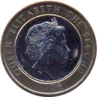 obverse of 2 Pounds - Elizabeth II - 30th Anniversary of Falkland Coinage (2004) coin with KM# 137 from Falkland Islands. Inscription: QUEEN ELIZABETH THE SECOND 2004