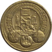 United Kingdom coin 1 Pound - Elizabeth II - Regional Capitals: Wales - 4'th Portrait (2011) reverse reverse of 1 Pound - Elizabeth II - Regional Capitals: Wales - 4'th Portrait (2011) coin with KM# 1198 from United Kingdom. Inscription: CARDIFF ONE POUND