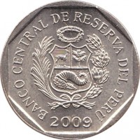 Peru coin 50 Céntimos (1991 - 2015) obverse obverse of 50 Céntimos (1991 - 2015) coin with KM# 307 from Peru. Inscription: BANCO CENTRAL DE RESERVA DEL PERÚ 1998