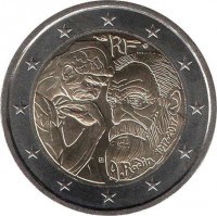 obverse of 2 Euro - Auguste Rodin (2017) coin from France. Inscription: RF A. RODIN 1917 - 2017