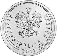 obverse of 10 Groszy (2017) coin with Y# 971 from Poland. Inscription: RZECZPOSPOLITA POLSKA 2017