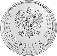 obverse of 20 Groszy (2017) coin with Y# 972 from Poland. Inscription: RZECZPOSPOLITA POLSKA 2017