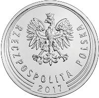 obverse of 50 Groszy (2017) coin with Y# 973 from Poland. Inscription: RZECZPOSPOLITA POLSKA 2017