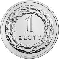Poland coin 1 Złoty (2017) reverse reverse of 1 Złoty (2017) coin with Y# 974 from Poland. Inscription: 1 ZŁOTY
