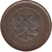 obverse of 10 Penniä - Nicholas II - Civil War Coinage (1917) coin with KM# 18 from Finland.