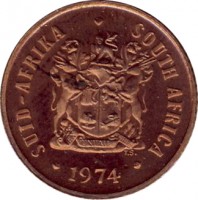 South Africa coin 1 Cent - SUID-AFRIKA - SOUTH AFRICA (1970 - 1989) obverse obverse of 1 Cent - SUID-AFRIKA - SOUTH AFRICA (1970 - 1989) coin with KM# 82 from South Africa. Inscription: SUID-AFRIKA · SOUTH AFRICA EX UNITATE VIRES 1981 T.S.