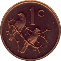 South Africa coin 1 Cent - SUID-AFRIKA - SOUTH AFRICA (1970 - 1989) reverse reverse of 1 Cent - SUID-AFRIKA - SOUTH AFRICA (1970 - 1989) coin with KM# 82 from South Africa. Inscription: 1c T.S.