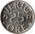reverse of 25 Öre - Carl XVI Gustaf (1976 - 1984) coin with KM# 851 from Sweden. Inscription: SVERIGE 25 ØRE U