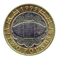 reverse of 2 Pounds - Elizabeth II - Rugby World Cup: Wales 1999 - 4'th Portrait (1999) coin with KM# 999 from United Kingdom. Inscription: 1999 TWO POUNDS
