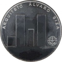 reverse of 7 1/2 Euro - Portuguese architecture: Álvaro Siza (2017) coin from Portugal. Inscription: ARQUITETO ÁLVARO SIZA