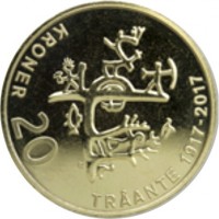 Norway coin 20 Kroner - Harald V - 100th Anniversary of the First Sami Congress (2017) reverse reverse of 20 Kroner - Harald V - 100th Anniversary of the First Sami Congress (2017) coin with KM# 493 from Norway. Inscription: 20 KRONER TRÅANTE 1917-2017