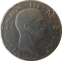 obverse of 50 Centesimi - Vittorio Emanuele III - Magnetic (1939 - 1943) coin with KM# 76b from Italy. Inscription: VITT · EMAN · III · RE · E · IMP · G.ROMAGNOLI