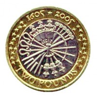 United Kingdom coin 2 Pounds - Elizabeth II - 400th Anniversary of Guy Fawkes Gunpowder Plot - 4'th Portrait (2005) reverse reverse of 2 Pounds - Elizabeth II - 400th Anniversary of Guy Fawkes Gunpowder Plot - 4'th Portrait (2005) coin with KM# 1052 from United Kingdom. Inscription: 1605 - 2005 TWO POUNDS