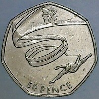 United Kingdom coin 50 Pence - Elizabeth II - Games of the XXX Olympiad, London 2012 - 4'th Portrait (2011) reverse reverse of 50 Pence - Elizabeth II - Games of the XXX Olympiad, London 2012 - 4'th Portrait (2011) coin with KM# 1170 from United Kingdom. Inscription: london 50 PENCE