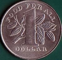 Trinidad and Tobago coin 1 Dollar - F.A.O. - Food for All (1979) reverse reverse of 1 Dollar - F.A.O. - Food for All (1979) coin with KM# 38 from Trinidad and Tobago. Inscription: FOOD FOR ALL 1 DOLLAR