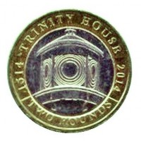 United Kingdom coin 2 Pounds - Elizabeth II - 500th Anniversary of the Trinity House - 4'th Portrait (2014) reverse reverse of 2 Pounds - Elizabeth II - 500th Anniversary of the Trinity House - 4'th Portrait (2014) coin with KM# 1313 from United Kingdom. Inscription: 1514 TRINITY HOUSE 2014 TWO POUNDS DME JWB